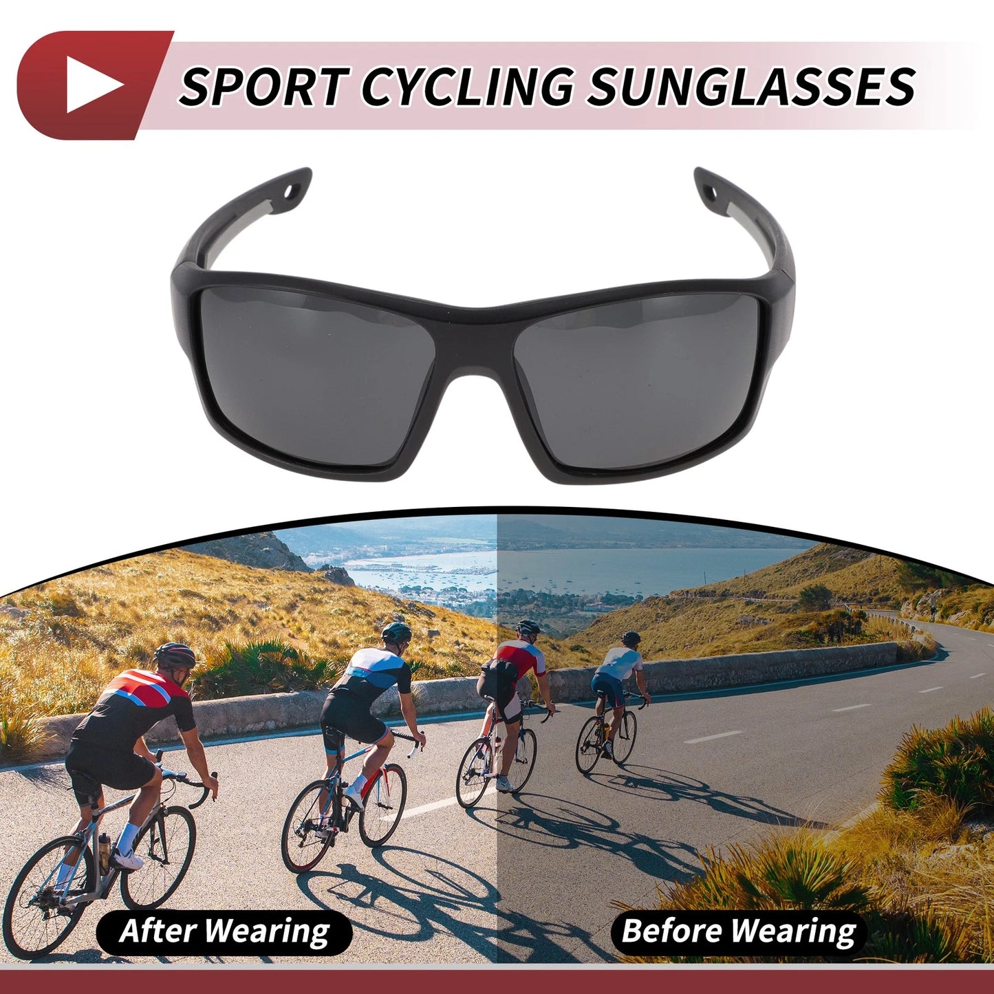 1 Pcs Motorcycle Riding Goggles Gray Lens Black Frame Sunglasses for Motorcycle