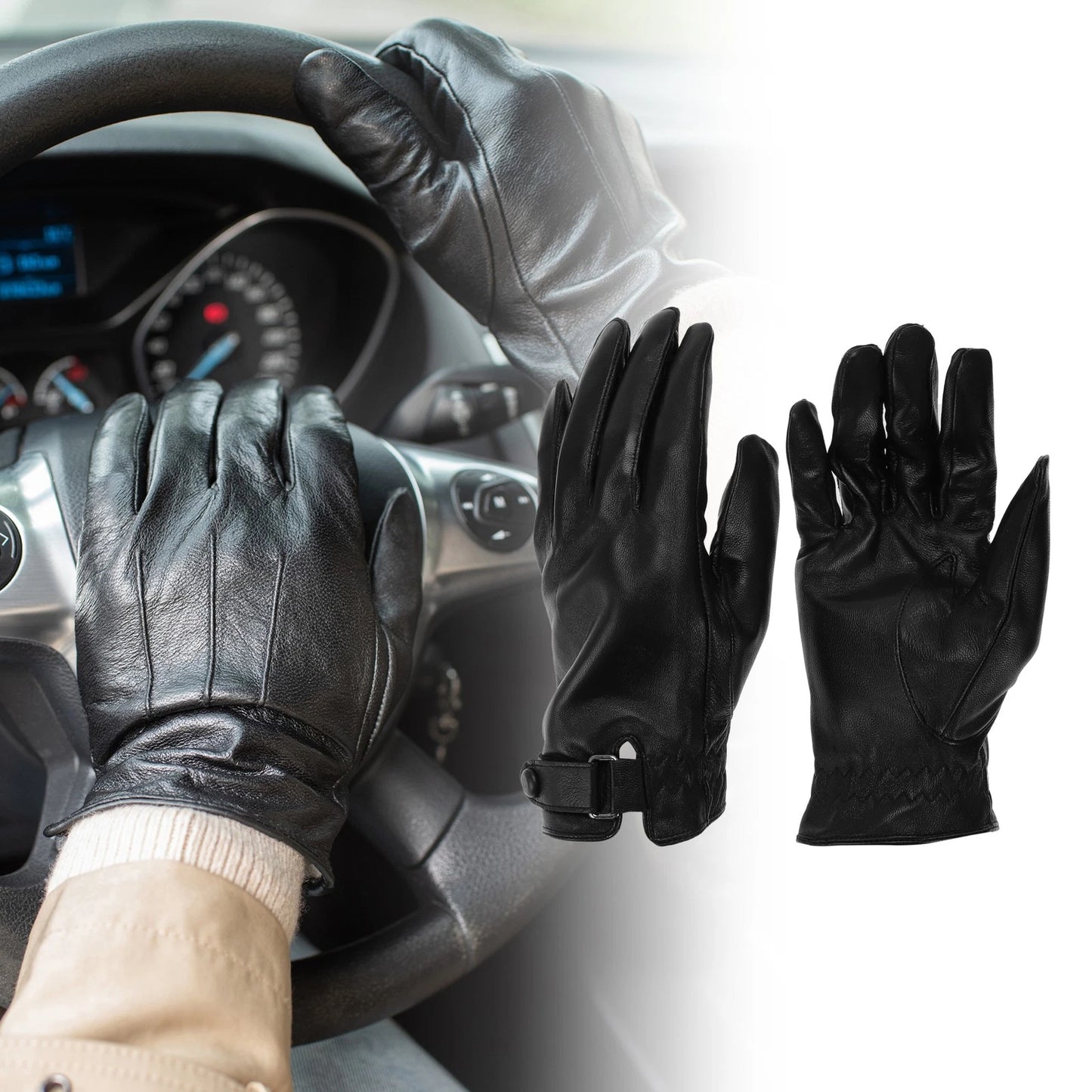 Glove / XL / Motorbike Breathable Full Finger Sheepskin Outdoor Gloves Black 1 Pair