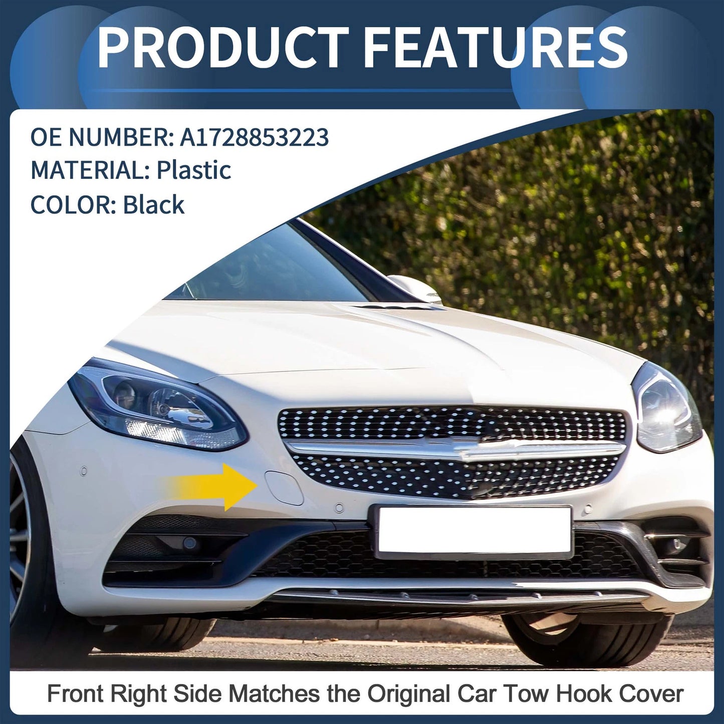 Front Bumper Tow Hook Cover for Mercedes-Benz W172 R172 (2012-2019) Black