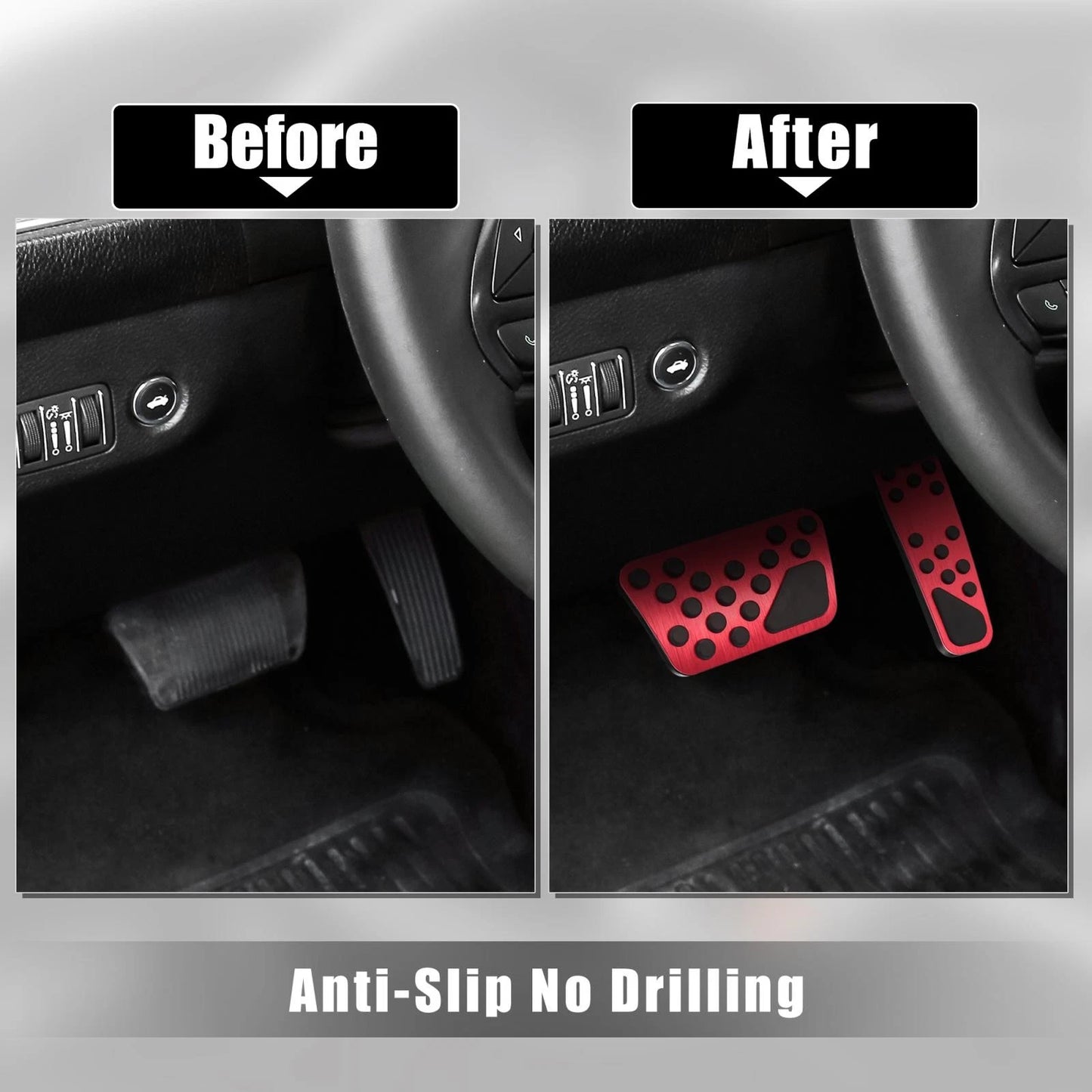 Pedal Cover Kit Anti-Slip for Dodge/Chrysler Red