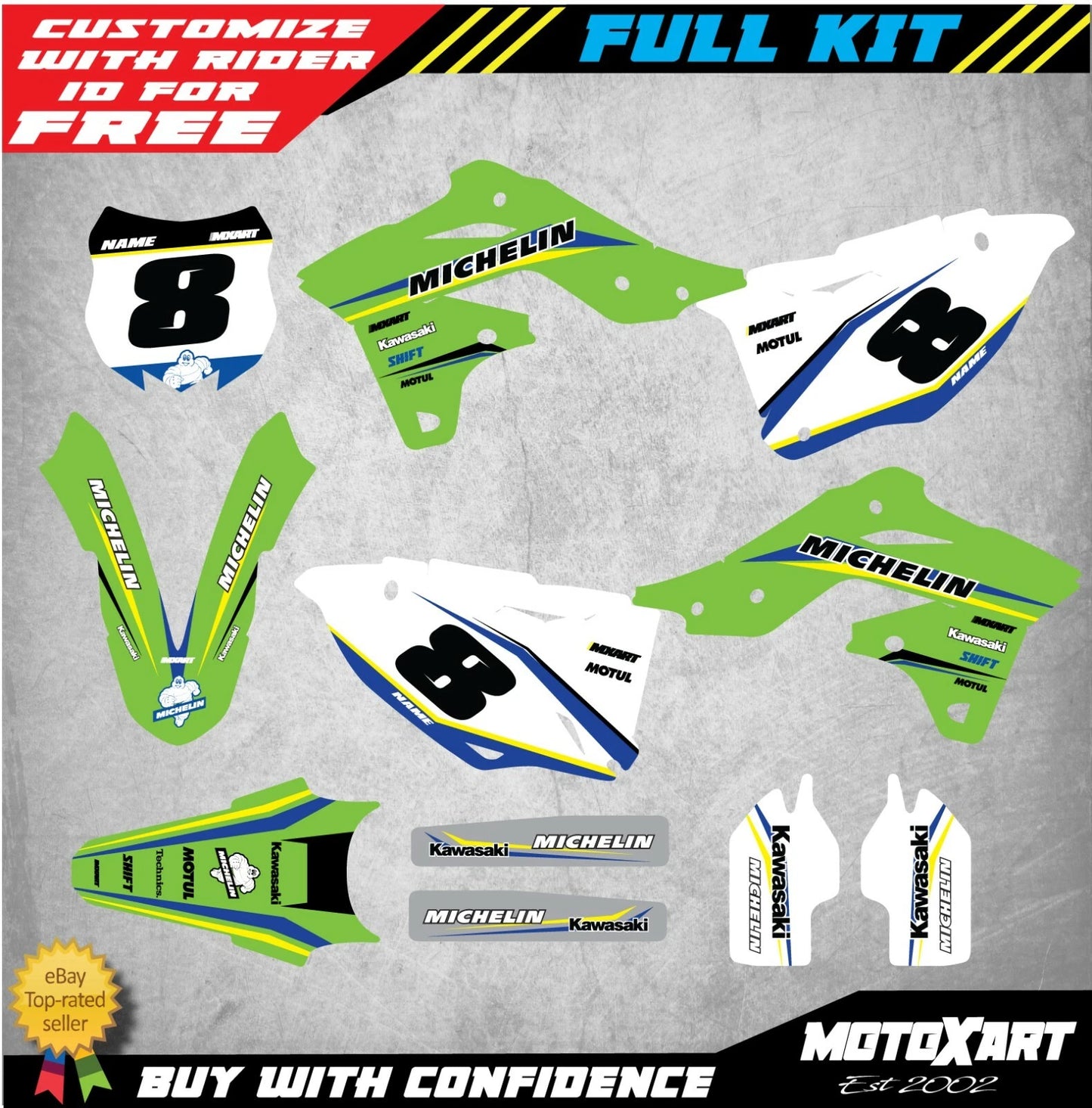 Custom Decal Kit for Kawasaki KXF 250 2013-2016 DELTA STYLE