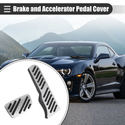 1 Set Brake Accelerator Pedal Covers for Chevrolet Camaro Black Silver Tone