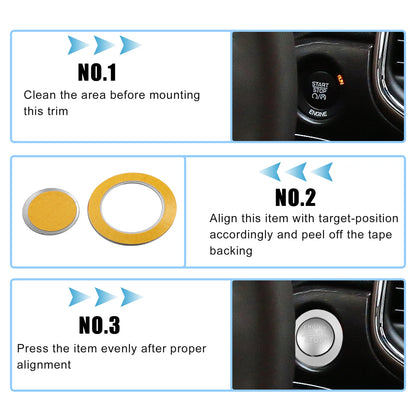 Engine Start/Stop Button Cover Kit for Jeep Cherokee and Dodge Silver Tone
