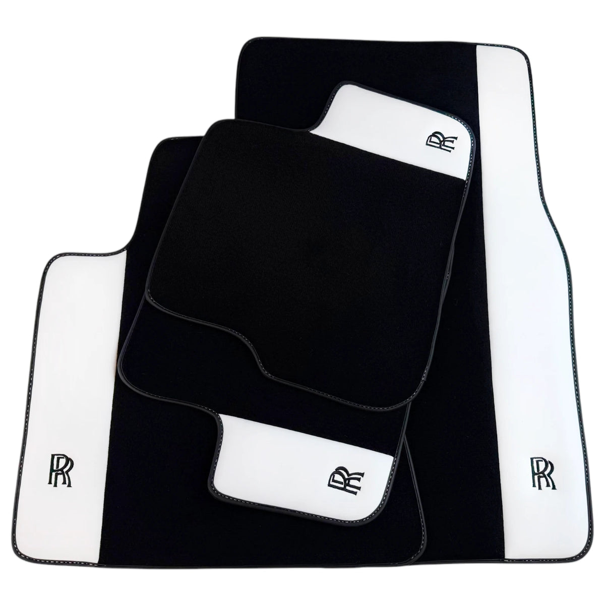 AutoWin Black Floor Mats for Rolls Royce Spectre (2023-2024) White Leather