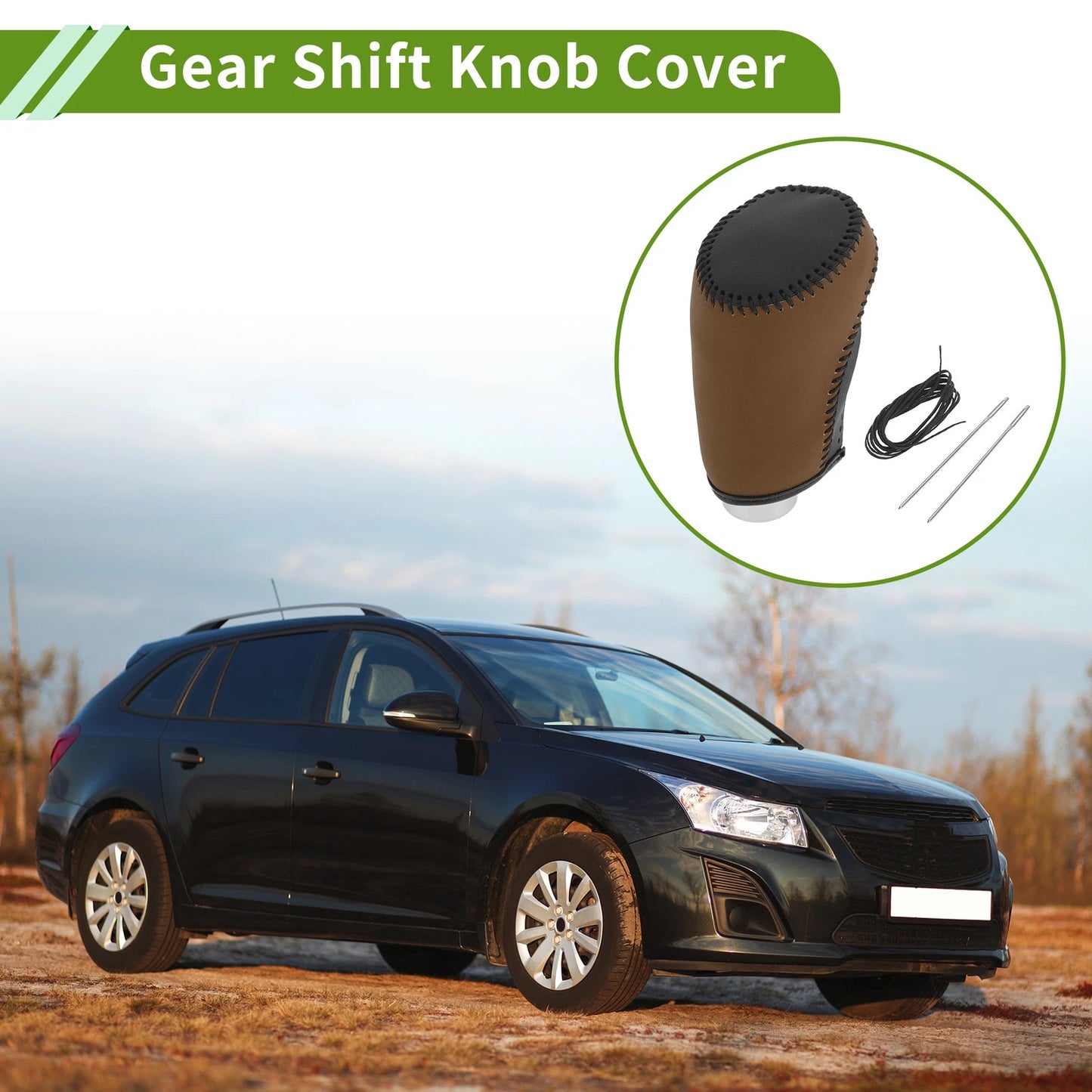 1 x Gear Shift Knob Cover for Chevrolet Malibu (2016-2020) Black Brown
