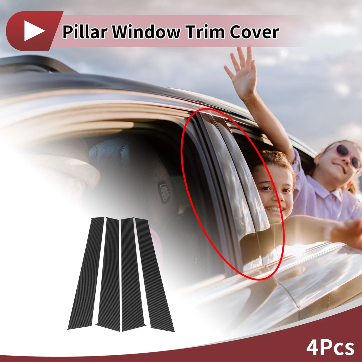 4 x Door Pillar Window Trim for Peugeot 307 (2004-2013)