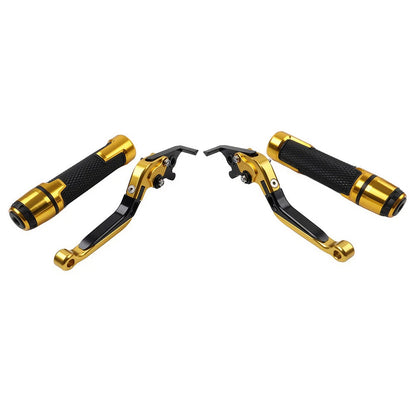 Gold Extendable Brake Clutch Levers & Handlebar Grips for Suzuki GSX-S750 (2017-2023)