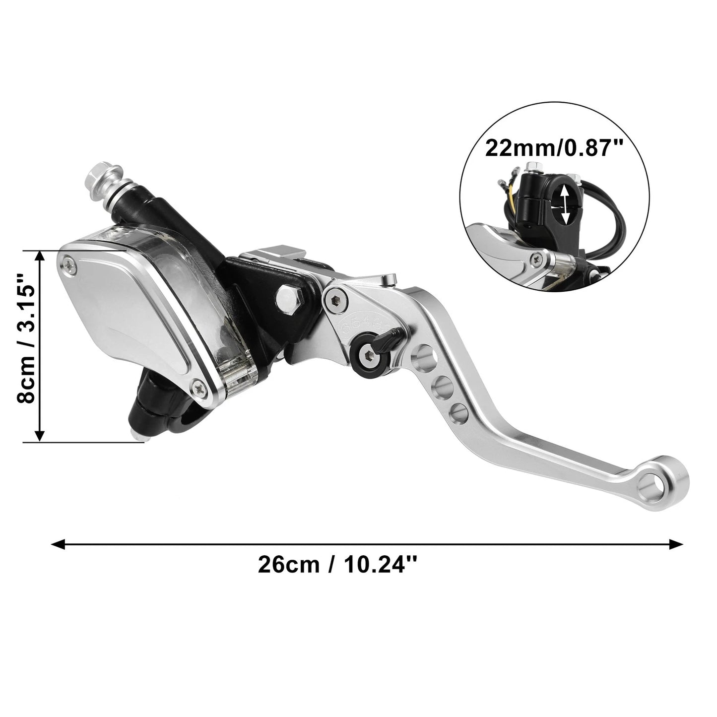 1 Pair Brake Clutch Pump Lever for 7/8" 22mm Motorcycle Handlebar Silver Tone