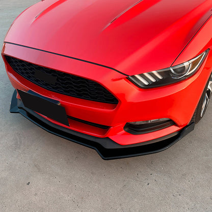 Gloss Black Front Bumper Spoiler Lip for Ford Mustang (2015-2017)