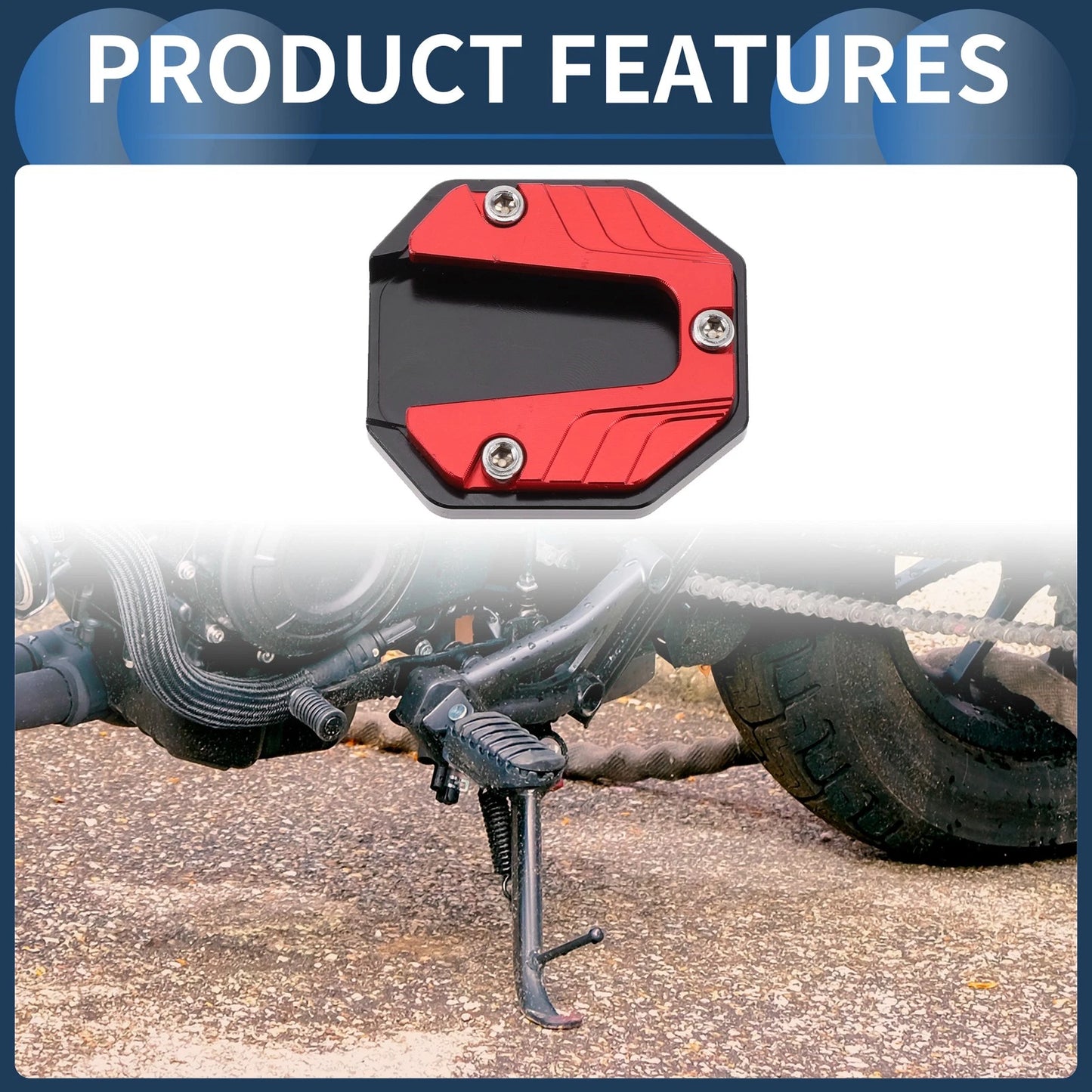 Kickstand Pad / Aluminum Alloy Red / Motorcycle