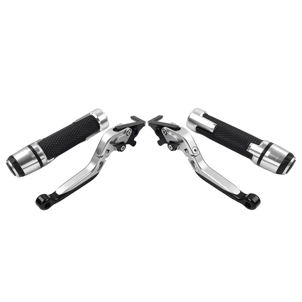 Silver Extendable Brake Clutch Levers Grip Set for Kawasaki ZX10R (2016-2023)