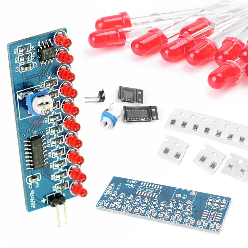 LED Flow Light Kit for NE555 & CD4017 Electronic Projects