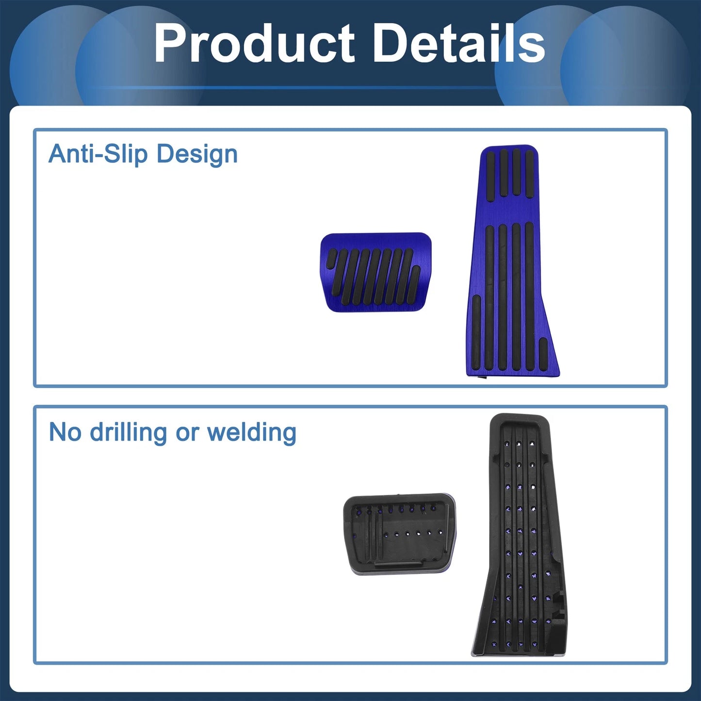 Automatic Foot Accelerator Pedal Covers Aluminum Alloy Blue