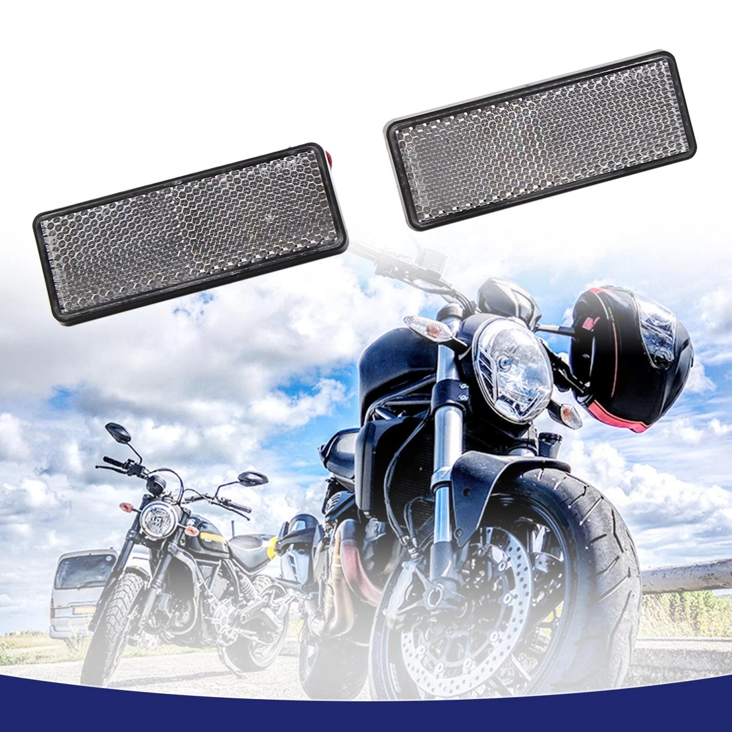 2 x Red LED Square Reflector for Motorbike