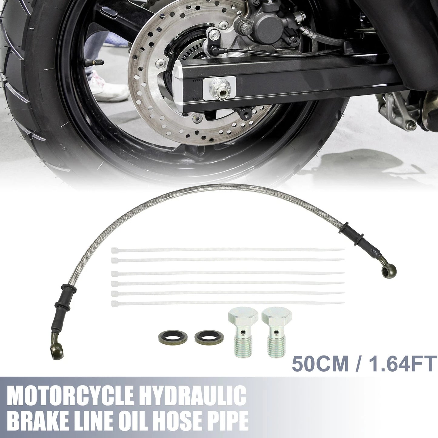 Set 50cm Motorcycle Hydraulic Brake Line Hose with Screws