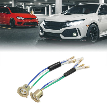 2 x 3 Wires Headlight Lamps Socket Holder Adapter for Motorcycle Scooter