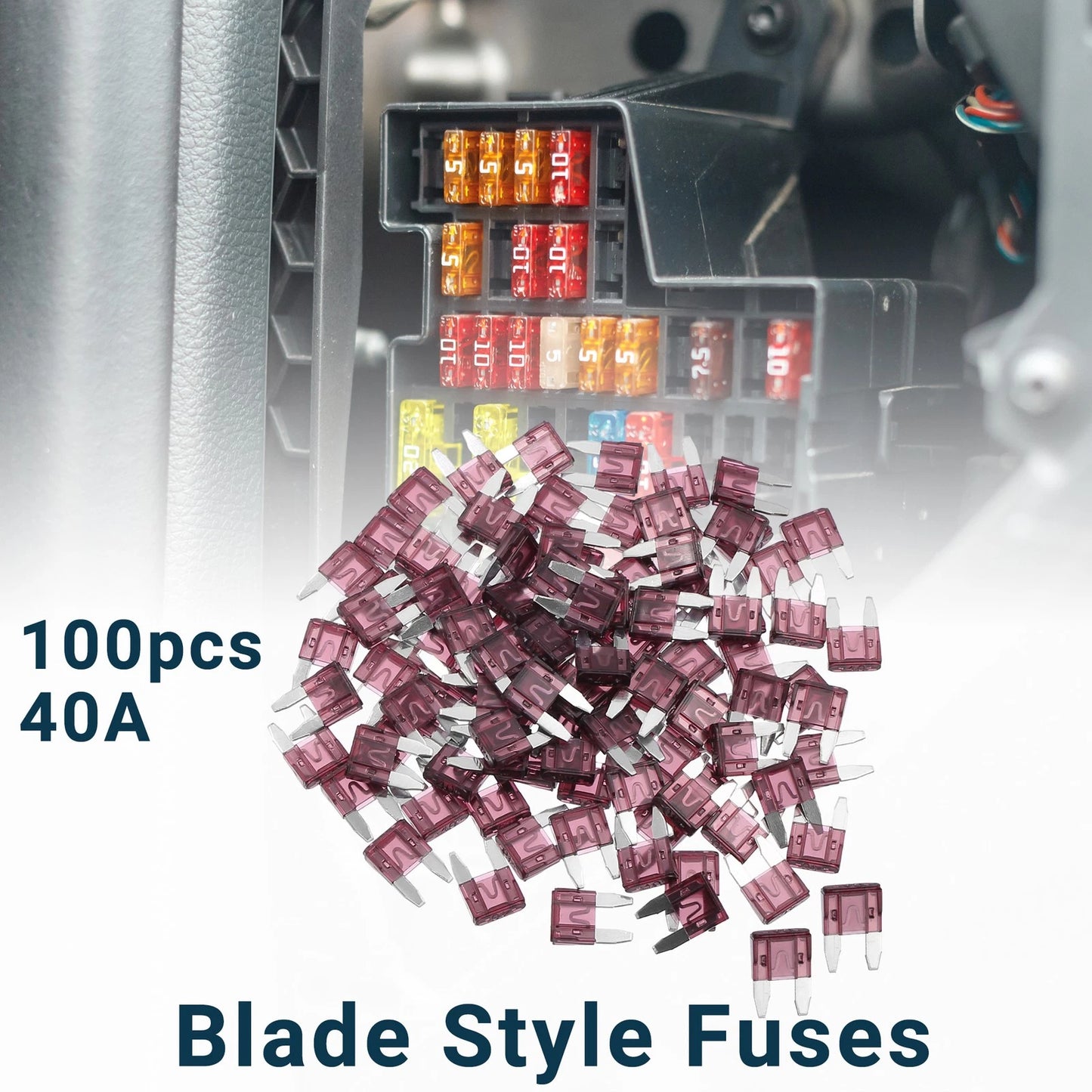 40A Mini Blade Fuses - Durable Short Circuit Protection - 100 Pcs
