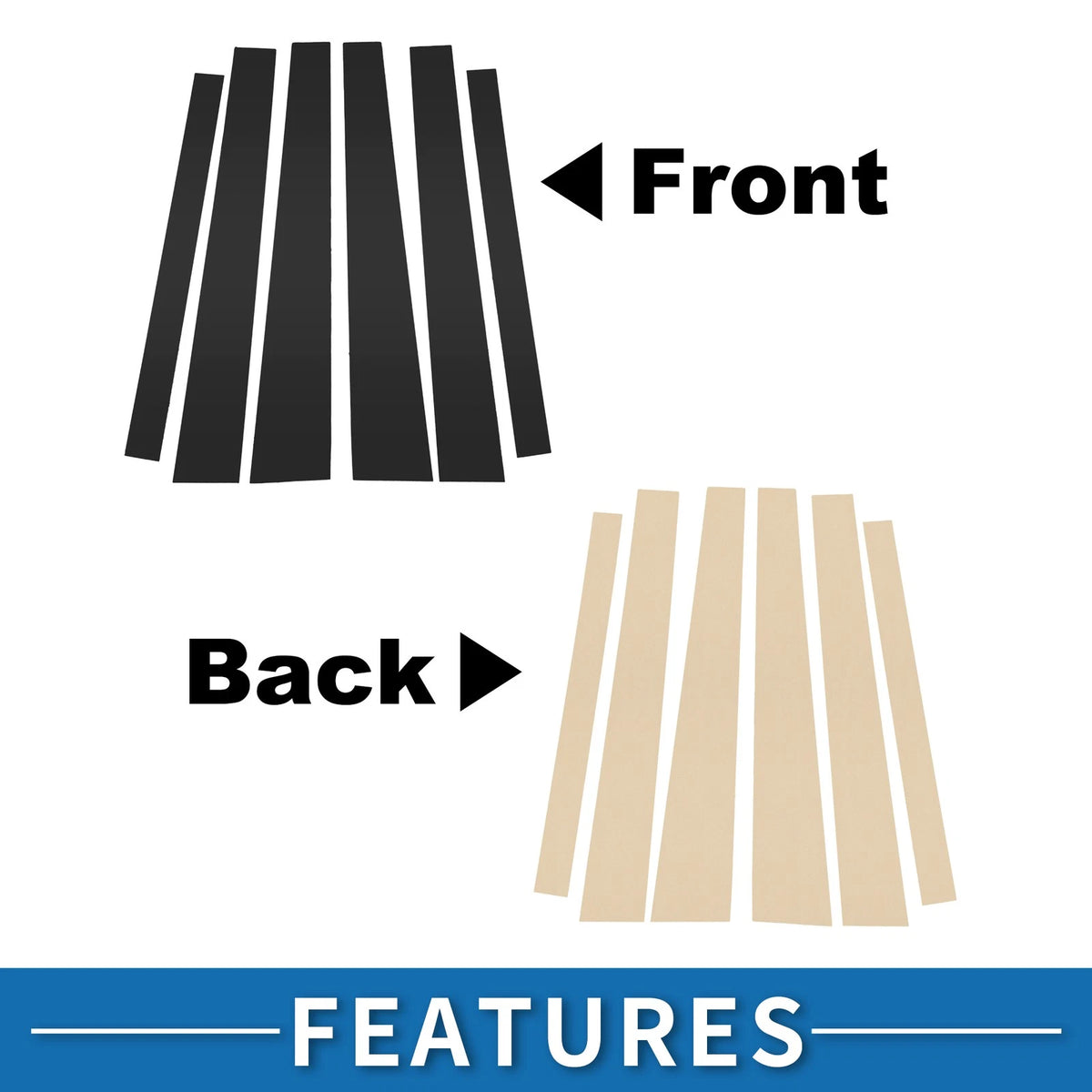 6 Pcs Door Pillar Window Trim for Mitsubishi Pajero (2009-2015) Black