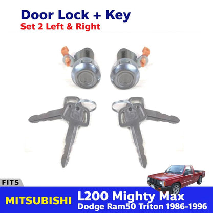 Door Lock Safety Key Set L+R Fits Mitsubishi L200 Triton Pickup UTE 1986-96 D08