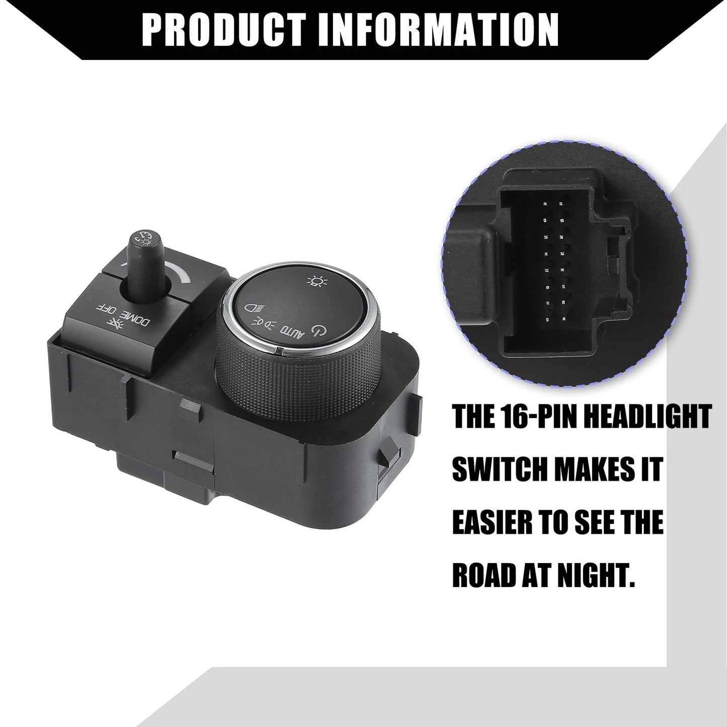 Front Headlight Switch Replacement for Chevy GMC Black