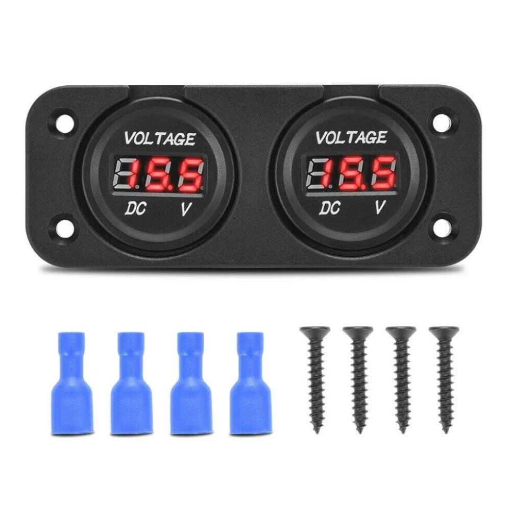 Car & Boat Waterproof Dual Battery LED Digital Voltmeter Gauge for All Models