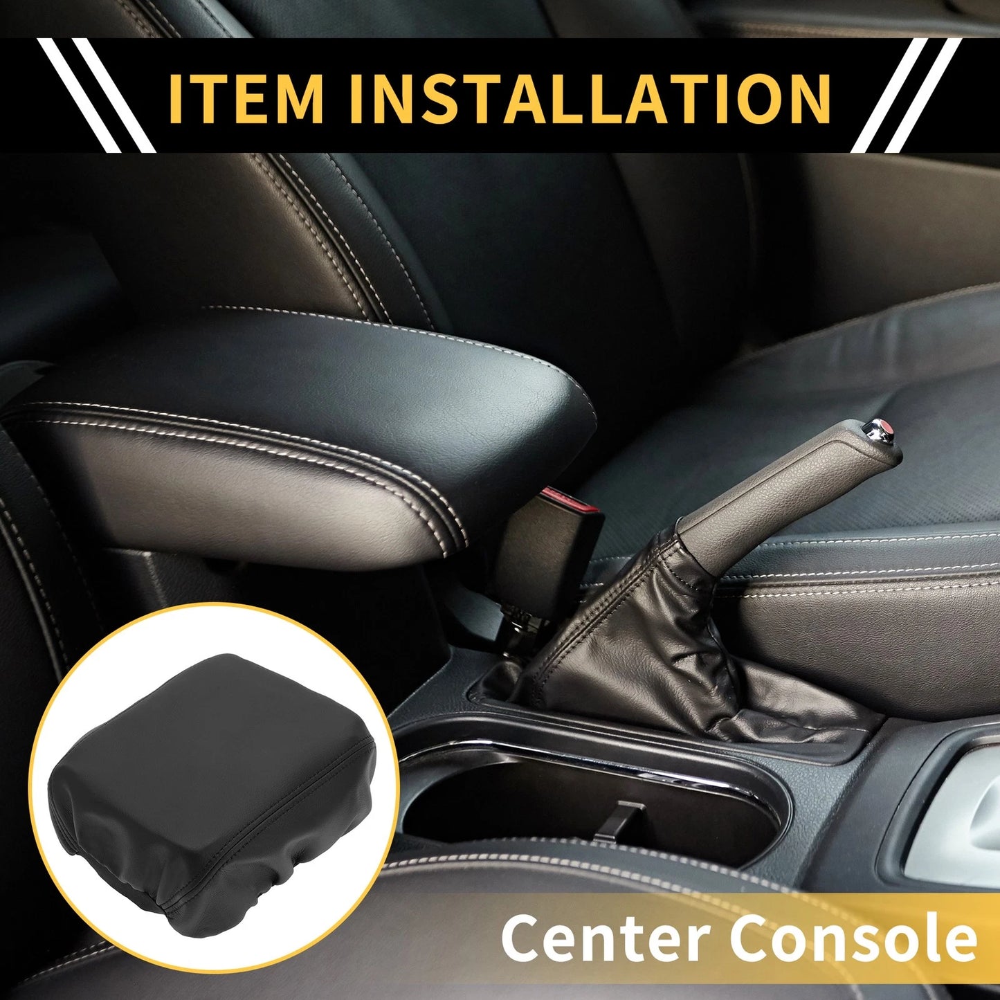 Armrest Cover for Jeep Wrangler Microfiber Leather Black (2011-2023)