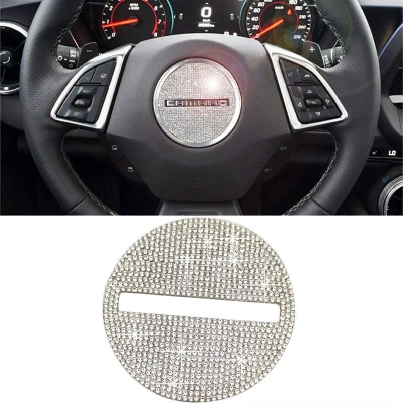 Bling Car Steering Wheel Logo Cover Sticker Trim fit For Chevrolet Camaro 2017+