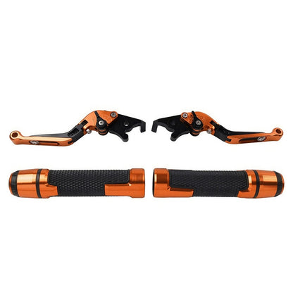 Orange Brake Clutch Levers & Handlebar Grips Set for Yamaha TMAX 500/530/560