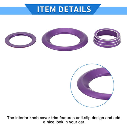 Purple Engine Start Speaker Knob Cover Ring for Honda Civic (2016-2021) 5 Pcs