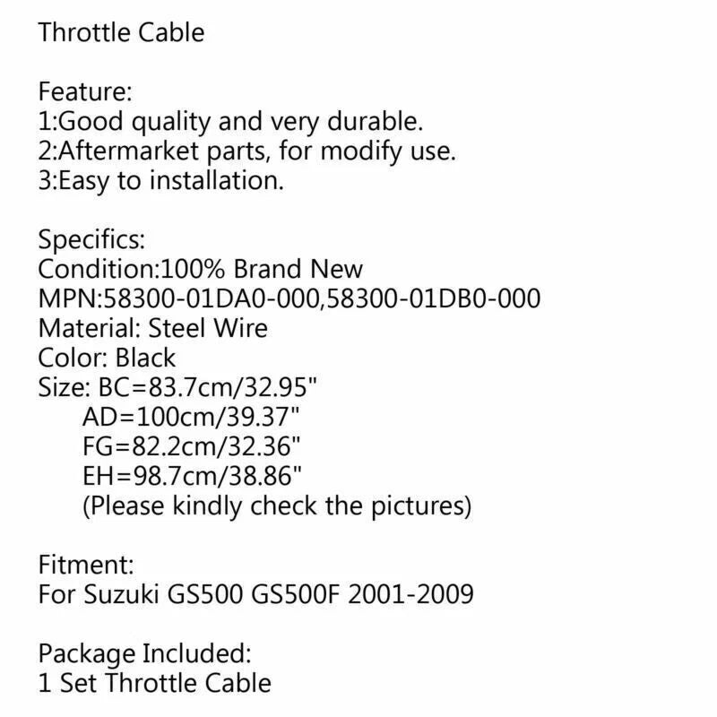 Throttle Cable Set for Suzuki GS500 GS500F (2001-2009)