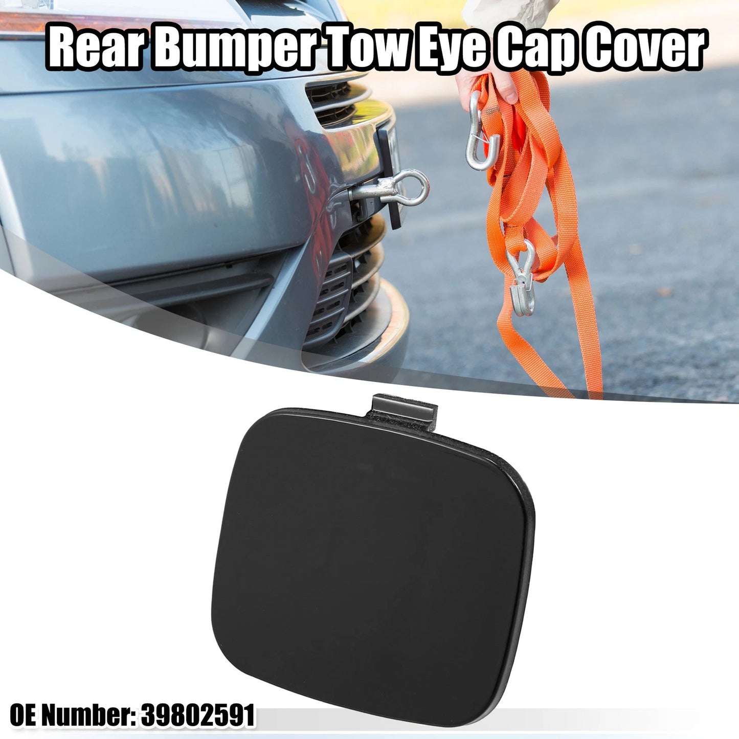 Rear Bumper Tow Hook Eye Cap Cover for Volvo S60 (2011-2018) Black