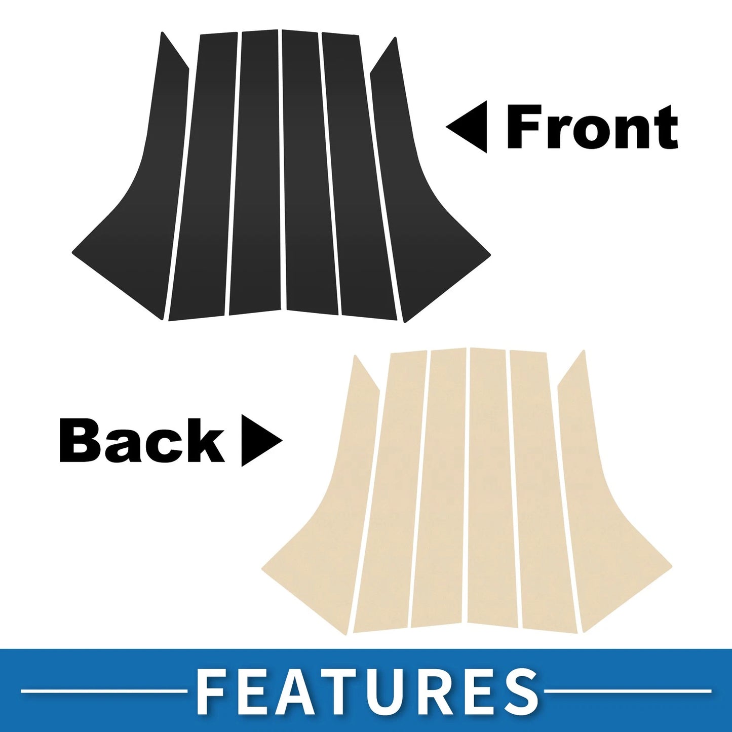 6pcs Door Pillar Window Trim for Ford Focus (2008-2011) Black