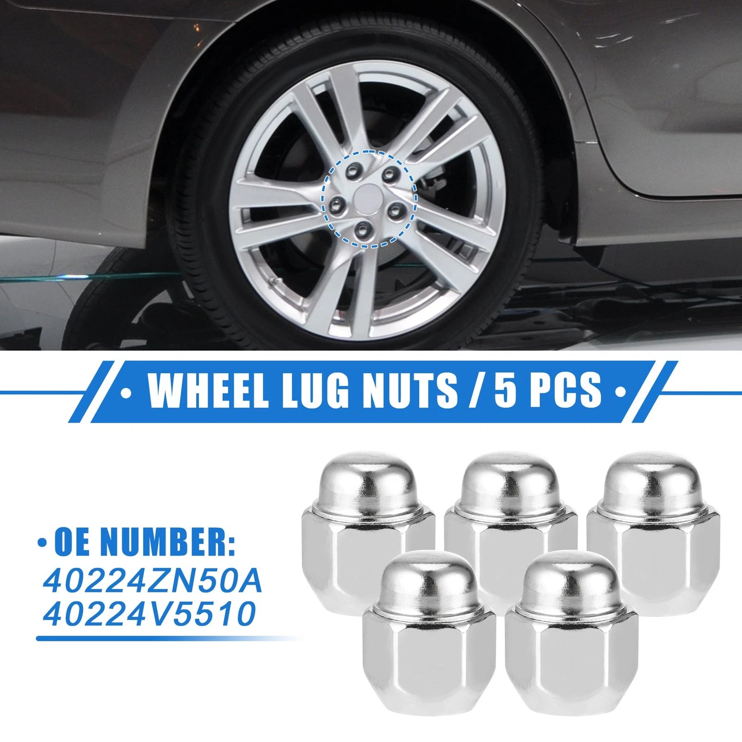 5pc M12x1.25 Wheel Lug Nuts for Nissan Altima Infiniti G20 I30