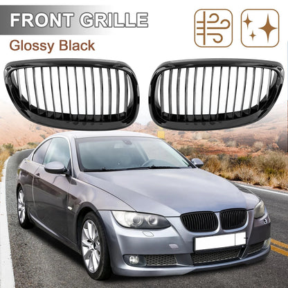 Front Kidney Grille Gloss Black for BMW E92 2007-2010 2 Door (2 x)