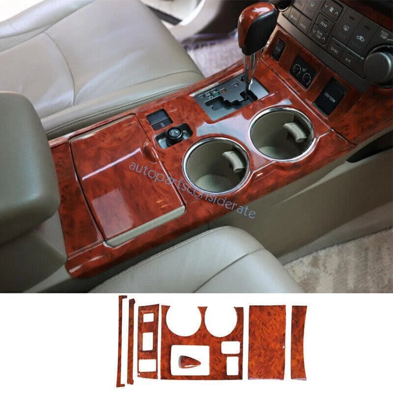 Console Gear Shift Panel Brown Woodgrain for Toyota Highlander (2008–2013)