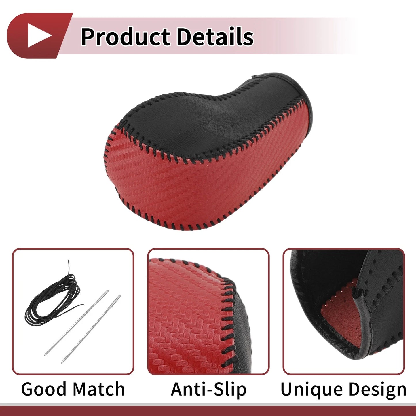 Car Gear Shift Knob Cover for Ford Edge 2011-2014 - Red Faux Leather (2011-2014)