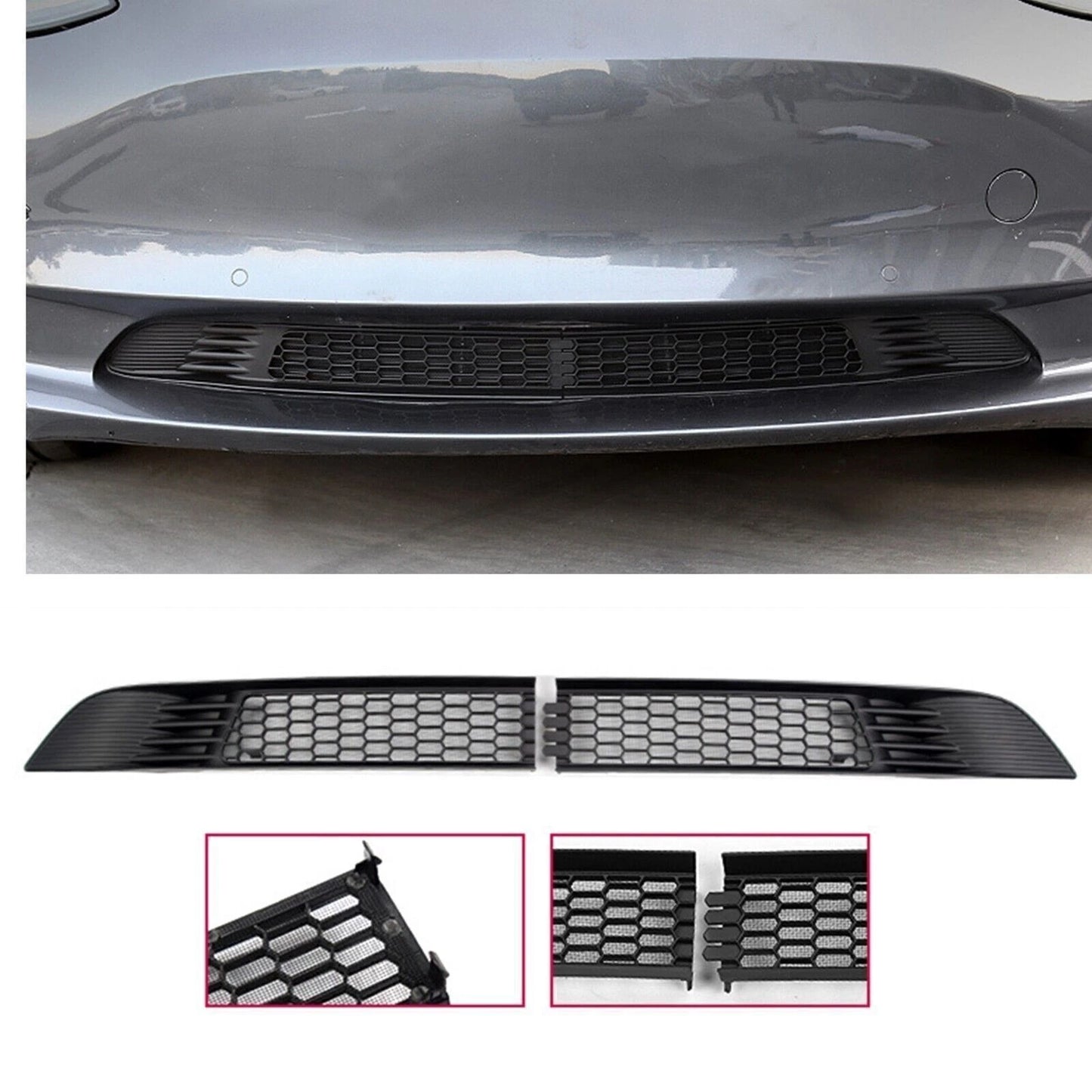 2 x Front Bumper Grille Insect Nets for Tesla Model 3 (2017-2023)