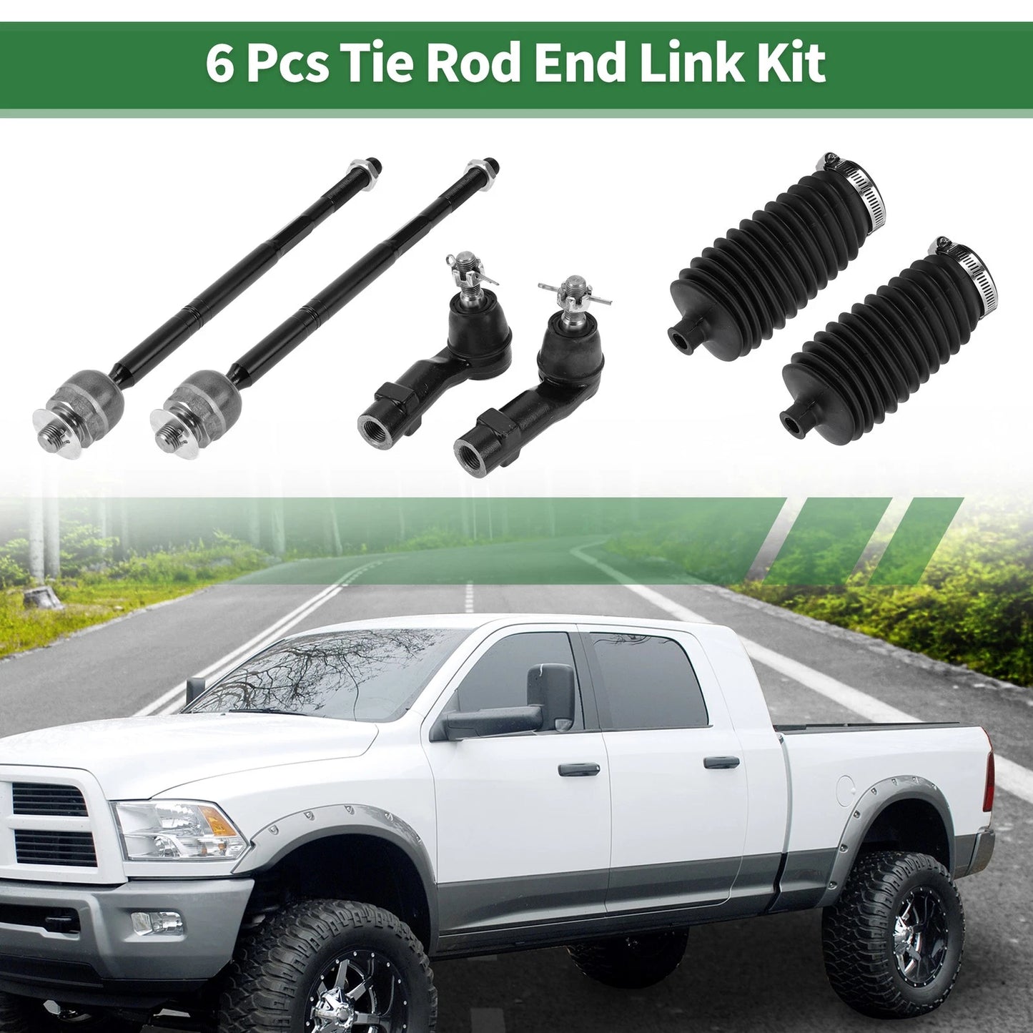 6pcs Suspension Kit Inner/Outer Tie Rod Ends for Dodge Dart (2013-2016)