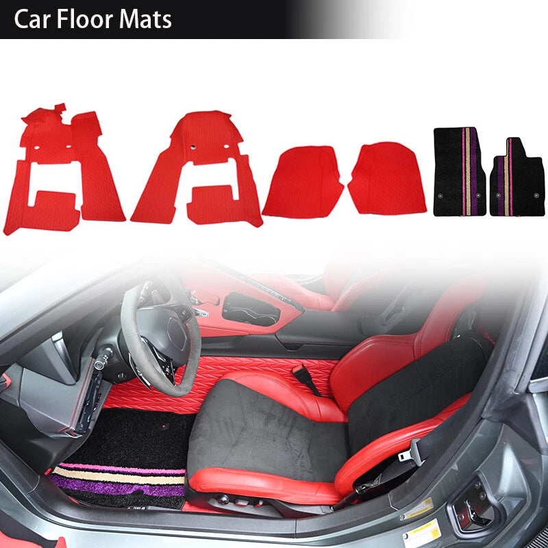 6 x Floor Mats for Corvette C8 2020-2024 Full Carpet Protector Accessories