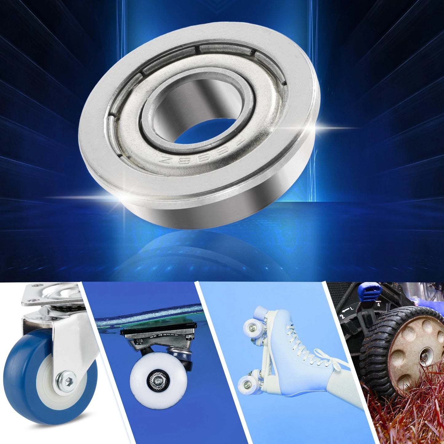10 x 8x19x6mm Deep Groove Ball Bearings Flanged, Single Row
