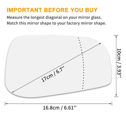 Passenger Side Mirror Glass w/ Adhesive for VOLVO S60 S80 V70 (2001-2006)