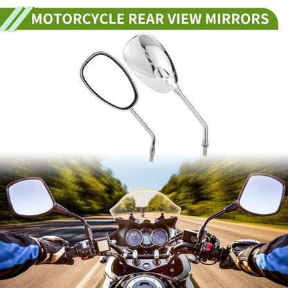 M10 / 2 x Rear View Mirrors Oval Handlebar Chrome Silver Tone for M10 Motorcycle