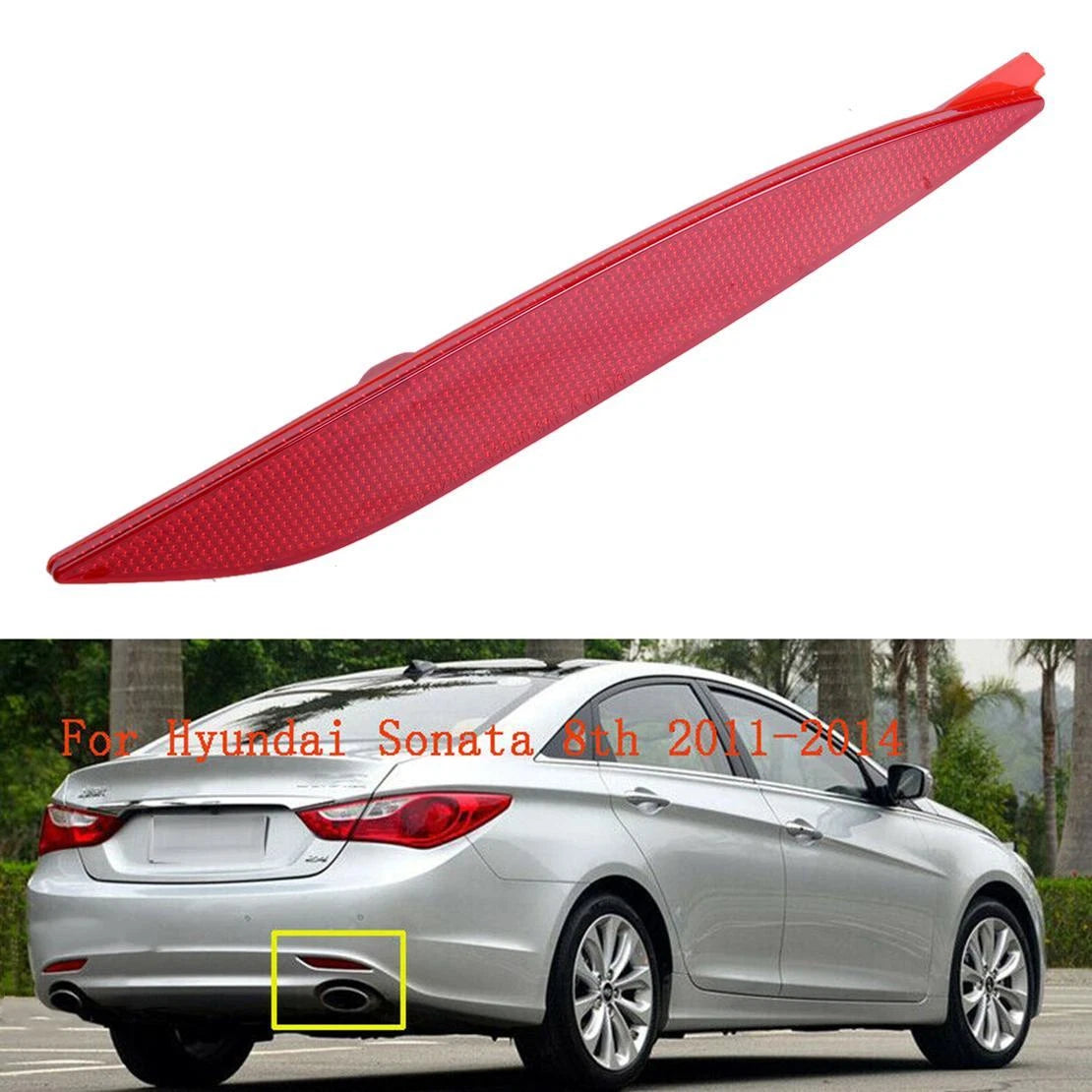Right Rear Bumper Light Reflector Red for Hyundai Sonata (2011-2014)