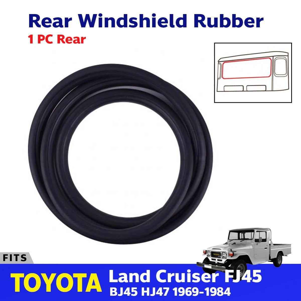 Rear Windscreen Rubber Glass Seals Fits 1969-1984 Toyota Land Cruiser FJ45 HJ45