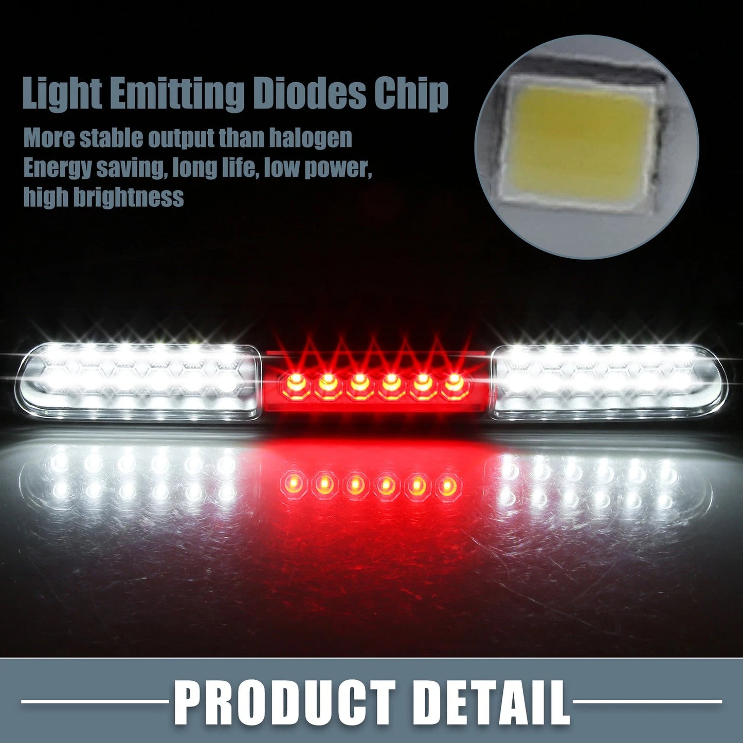 High Mount Stop Light for Ford (2000-2004) Chrome Tone Housing Clear Lens