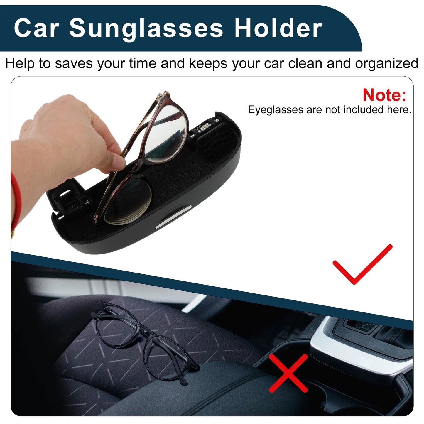 Sunglasses Case for Volkswagen T-Roc 2017-2024 ABS Black 1 x Set