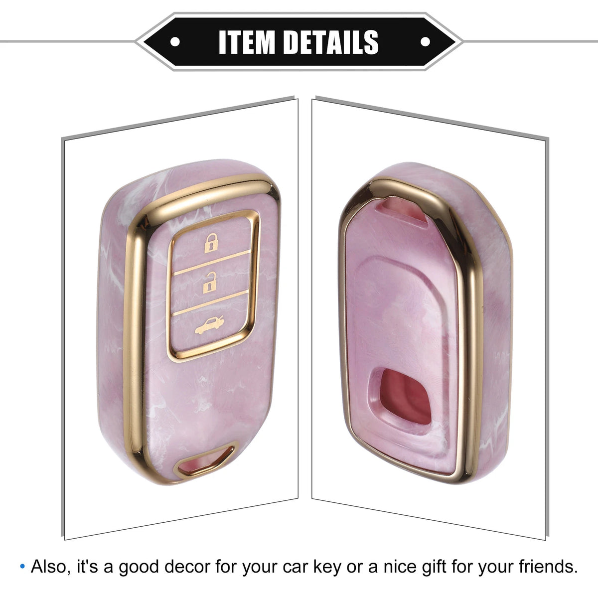 3 x Button TPU Key Fob Cover Case for Honda CR-V, Civic (2014-2016) - Pink