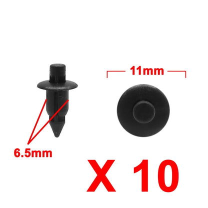 10 x 6.5mm Plastic Rivets Clips Bumper Fasteners for Nissan
