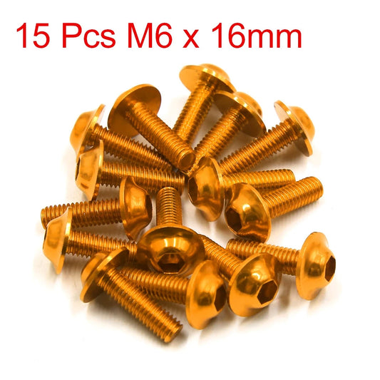 15 x M6 x 16mm Hexagon License Plate Bolts for Motorcycle