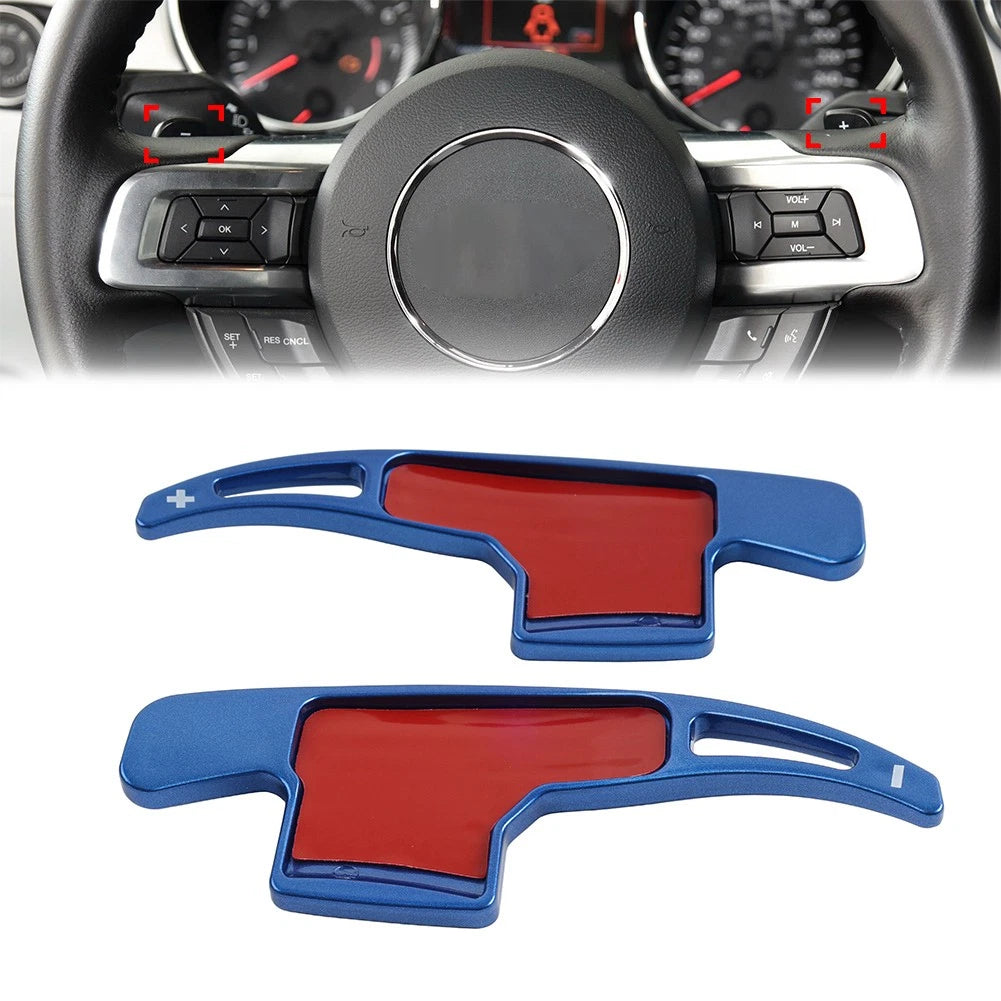 Blue Steering Wheel Shifter Paddle Extensions for Ford Mustang (2015-2023)